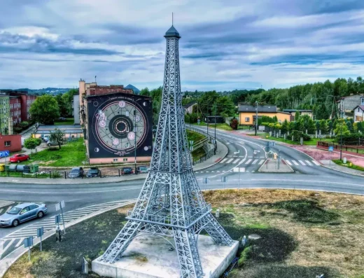 Roundabout with the Eiffel Tower in Rybnik